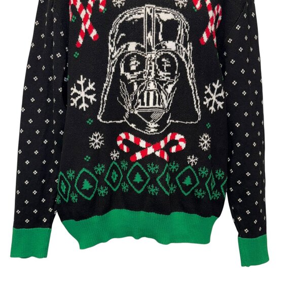 Star Wars Darth Vader Sweater Mens XL Ugly Christmas Holiday Candy Canes Black - Picture 3 of 9